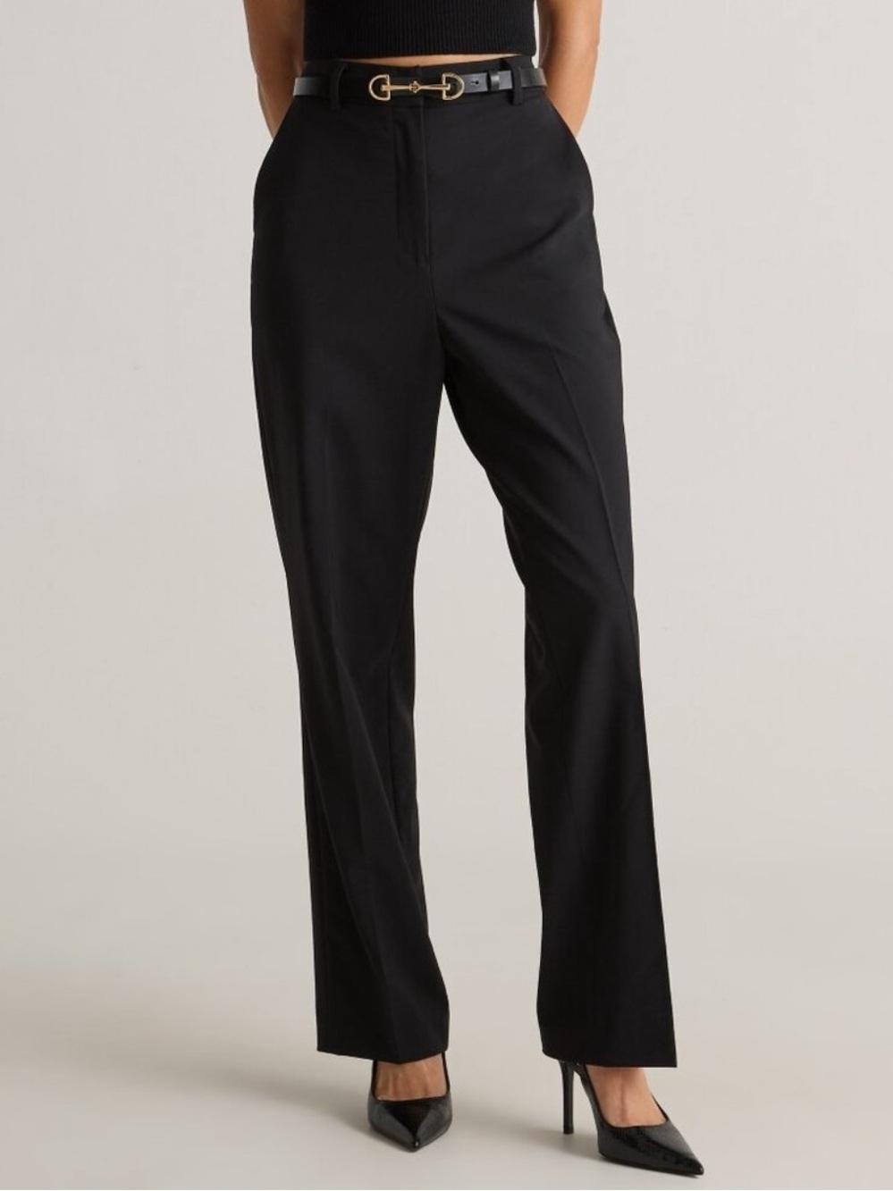 Quince Sz 6 Italian Virgin Wool Straight Pants Black Business Office Work Career